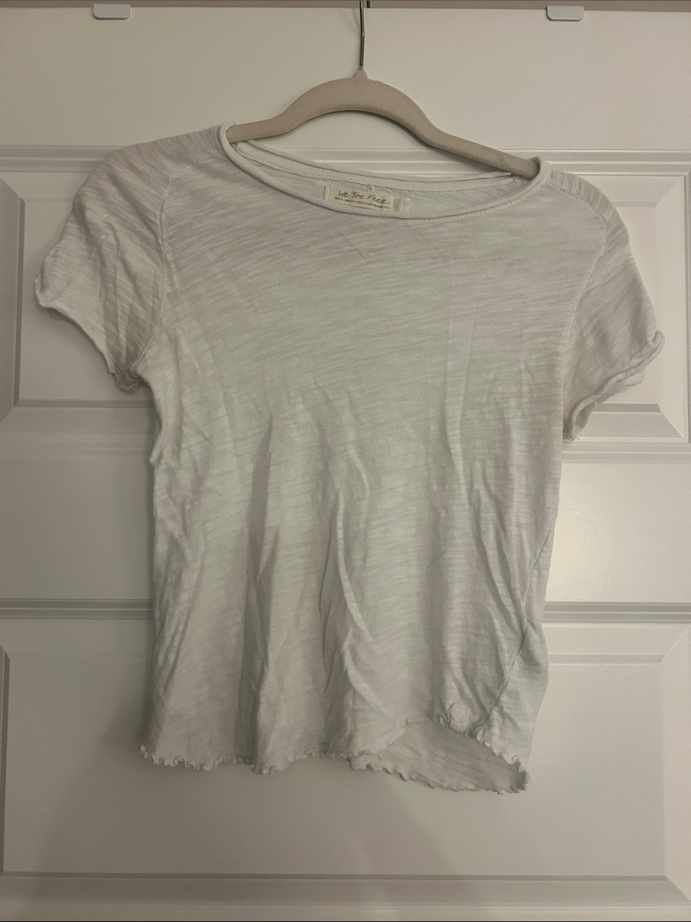 Free People Off-White Slub Short Sleeve Crewneck Tee